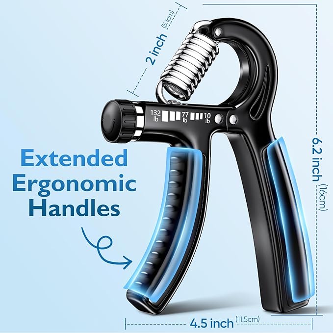 Hand Grip Exerciser Strengthener with Adjustable Resistance 11-132 Lbs (5-60kg).